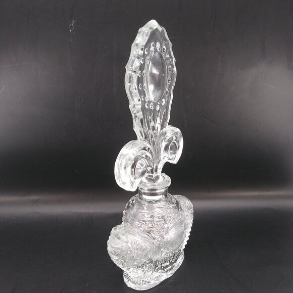 Vintage 1950s Perfume Bottle 7.5" Tall clear art glass Fleur De Lis Dauber EAPG! - Picture 6 of 10
